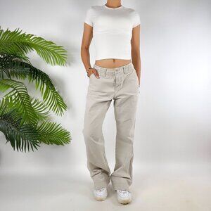 Vintage Y2K Khaki Gorpcore Low Rise Granola Girl Utility Cargo Pants / 7/8